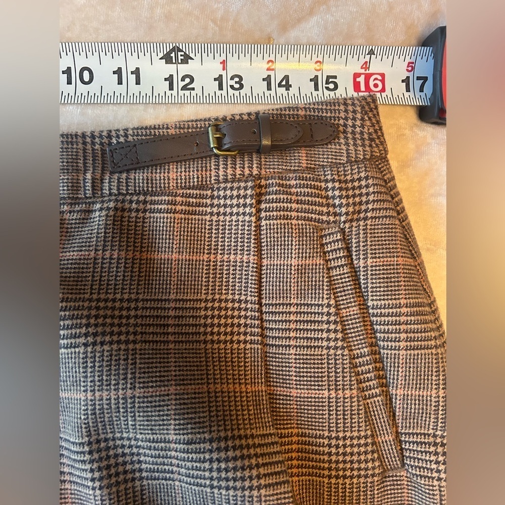 LL Bean Faux Wrap Skirt Womens 10P Brown Plaid Classic Zip Lined Pockets Academy - Picture 8 of 11